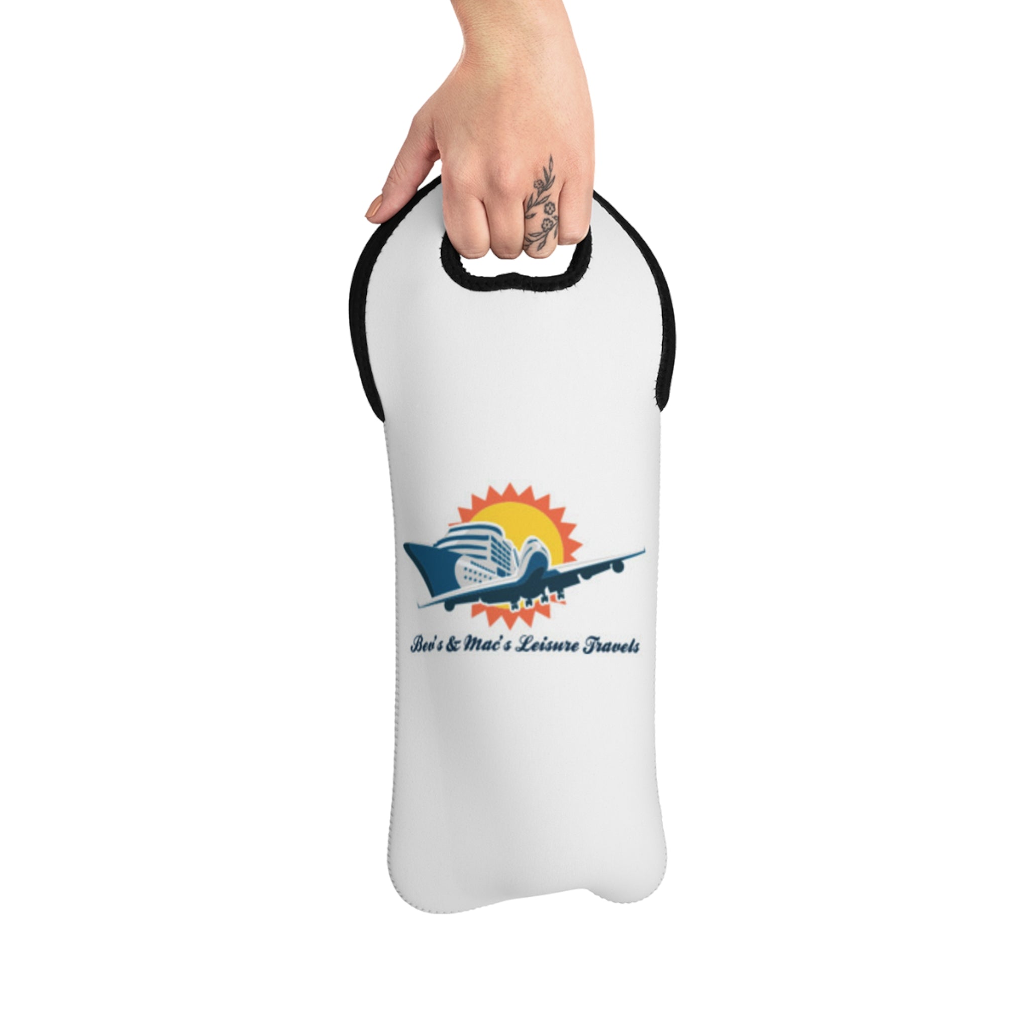Wine Tote Bag - Retro Travel Plane Design "Best & Most Leisure Travels" | Insulated Bottle Carrier for Gifts & Vacations