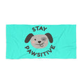 Stay Pawsitive Beach Towel — Cute Dog Print Turquoise Summer Towel