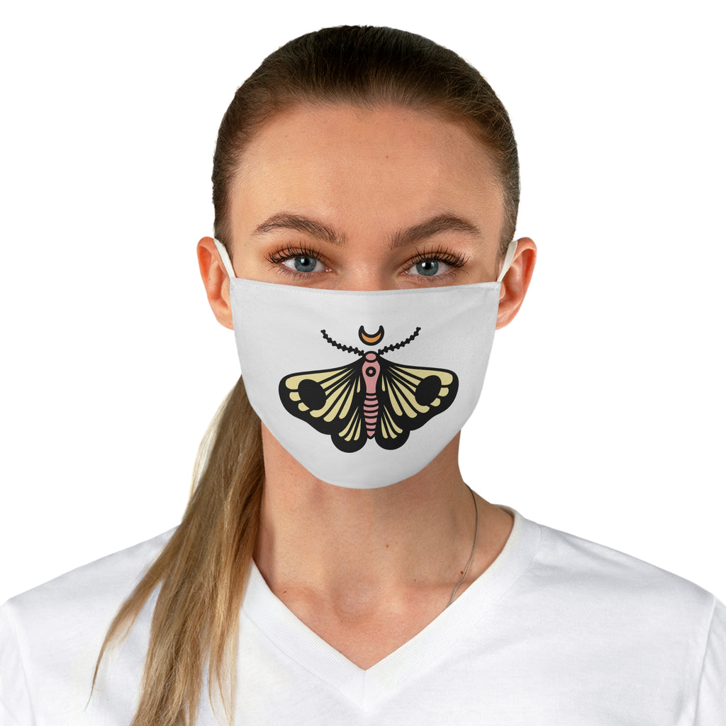 Moth Crescent Moon Fabric Face Mask – Boho Nature-Inspired Reusable Mask