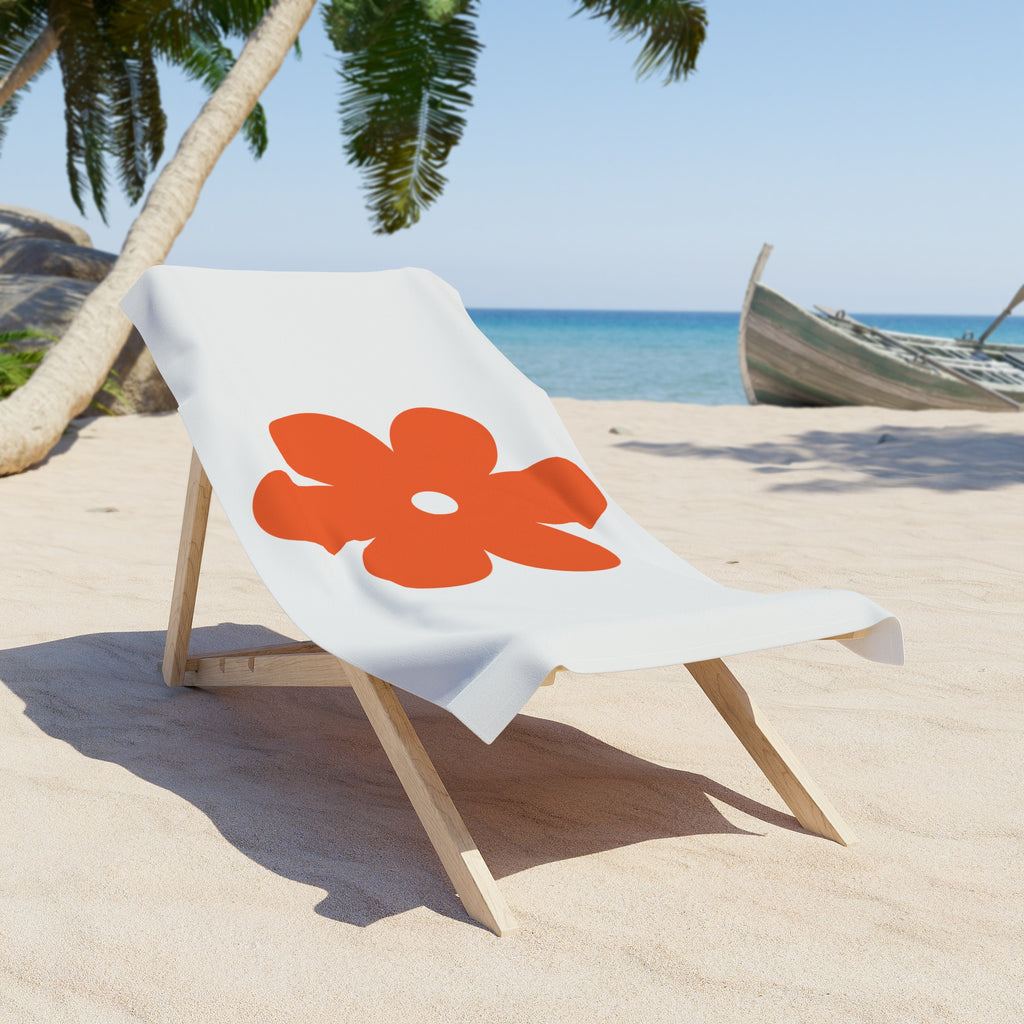 Retro Orange Flower Beach Towel — Bold Floral Summer Towel