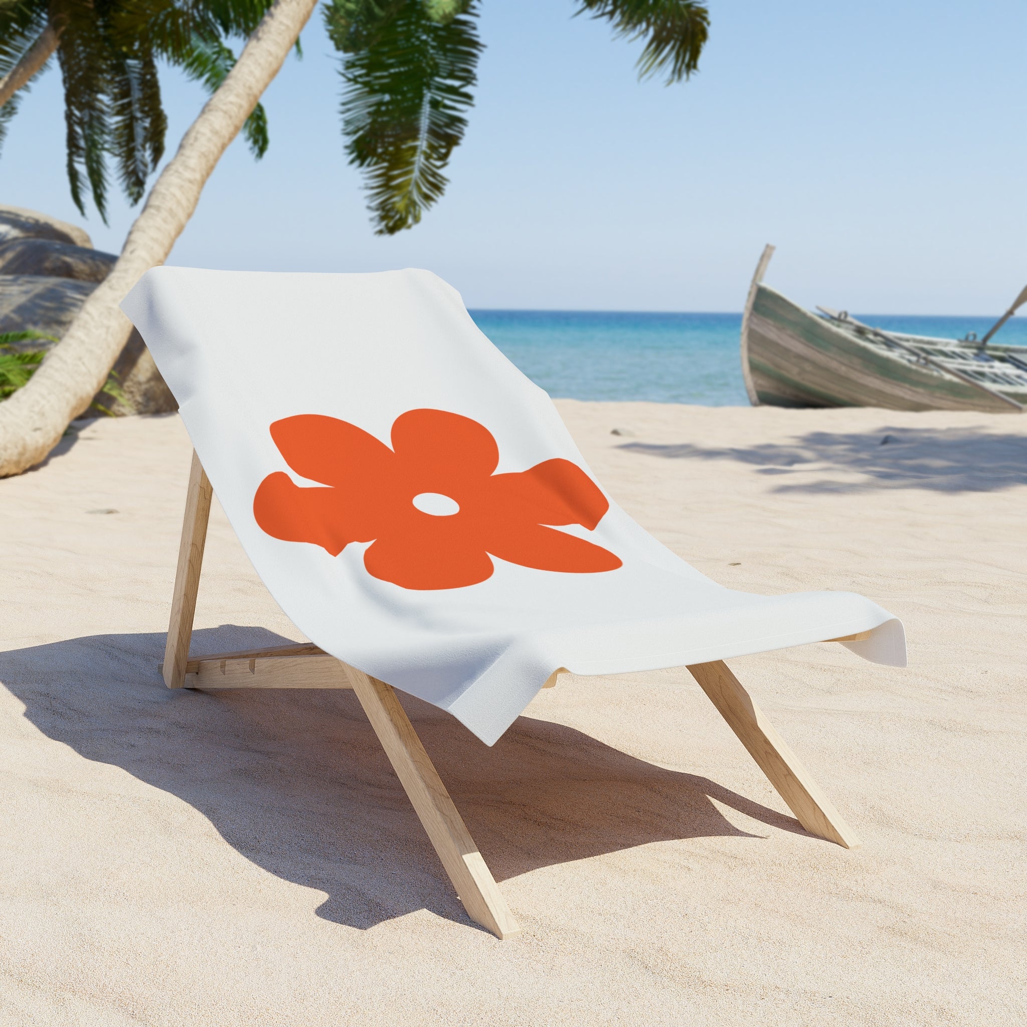 Retro Orange Flower Beach Towel — Bold Floral Summer Towel