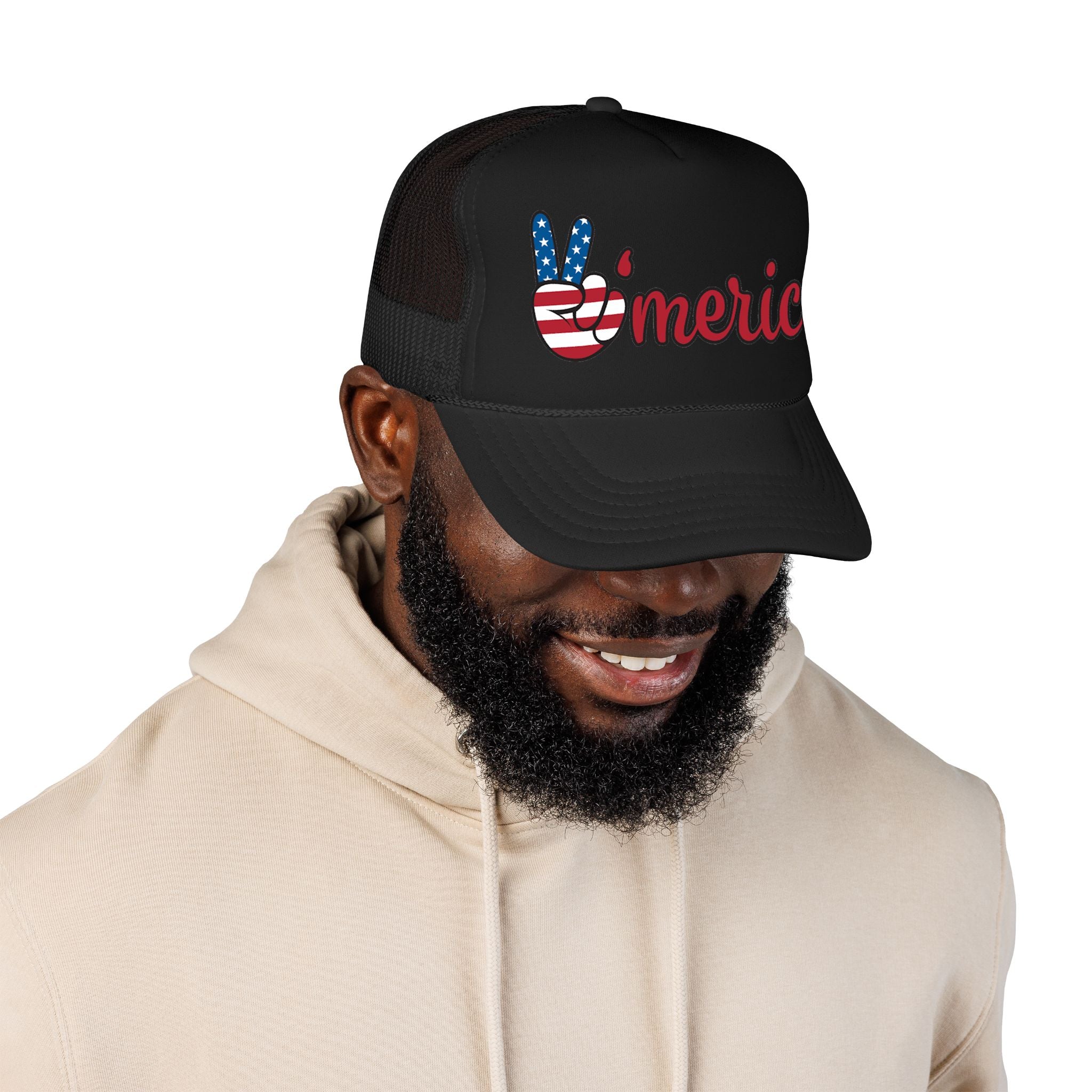 Trucker Hat — 'Merica Peace Sign USA Flag Foam Trucker Hat