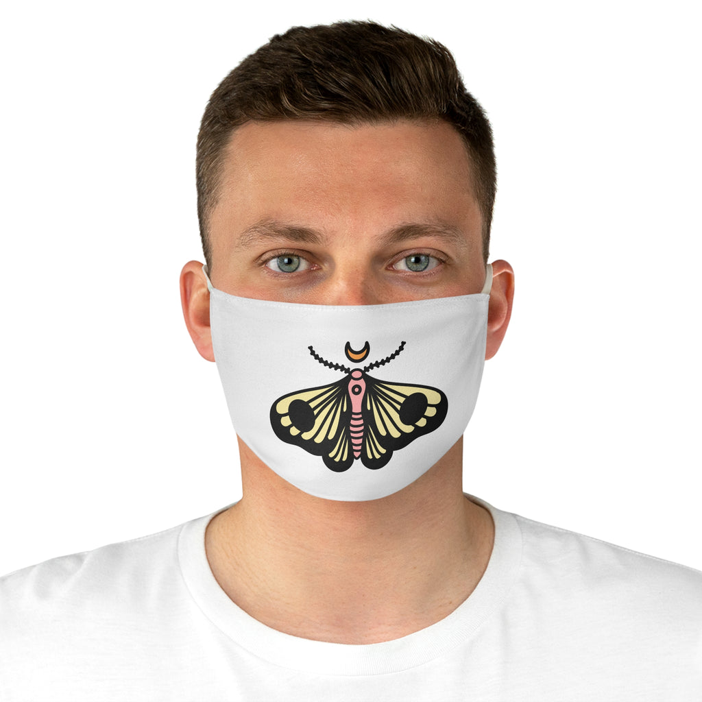 Moth Crescent Moon Fabric Face Mask – Boho Nature-Inspired Reusable Mask