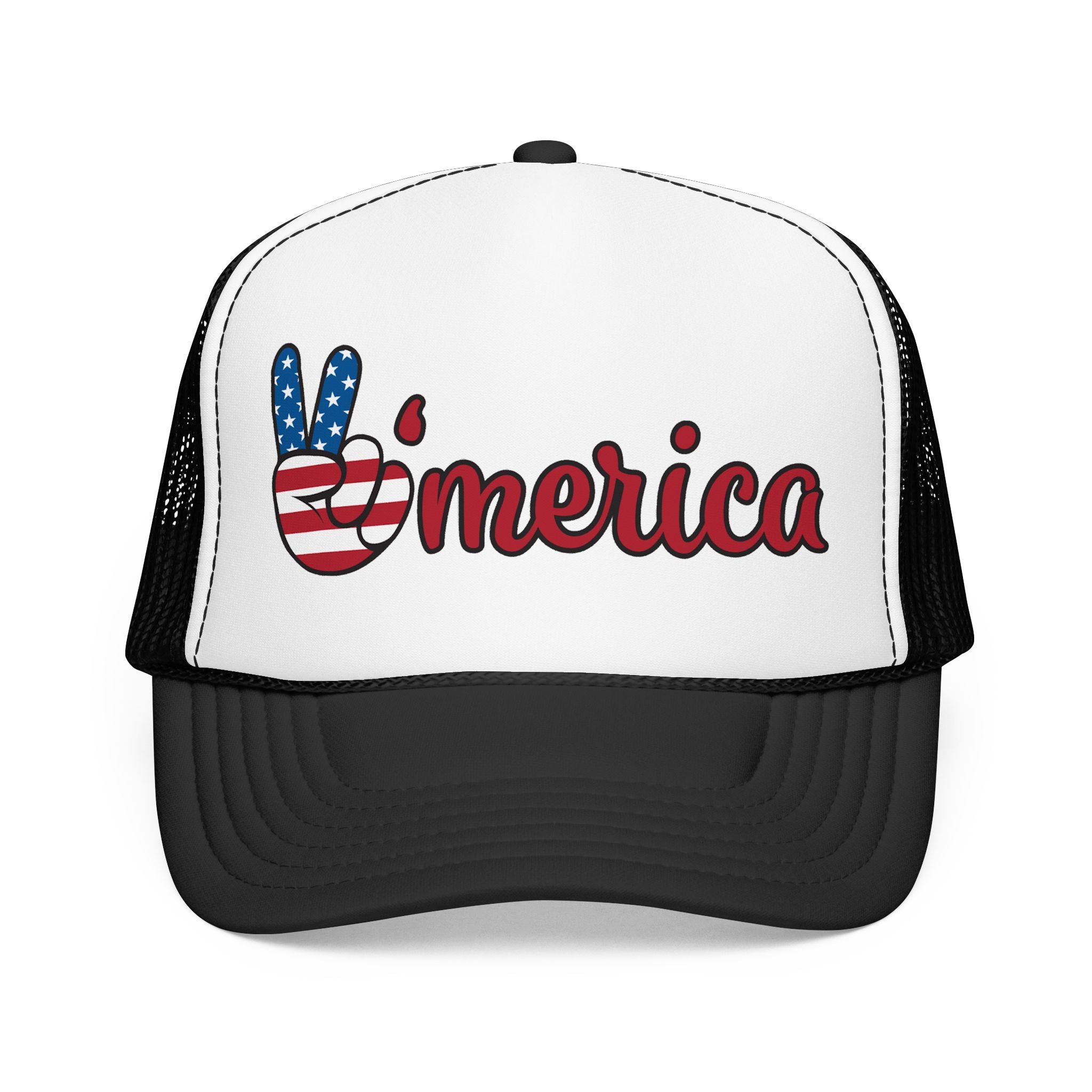 Trucker Hat — 'Merica Peace Sign USA Flag Foam Trucker Hat