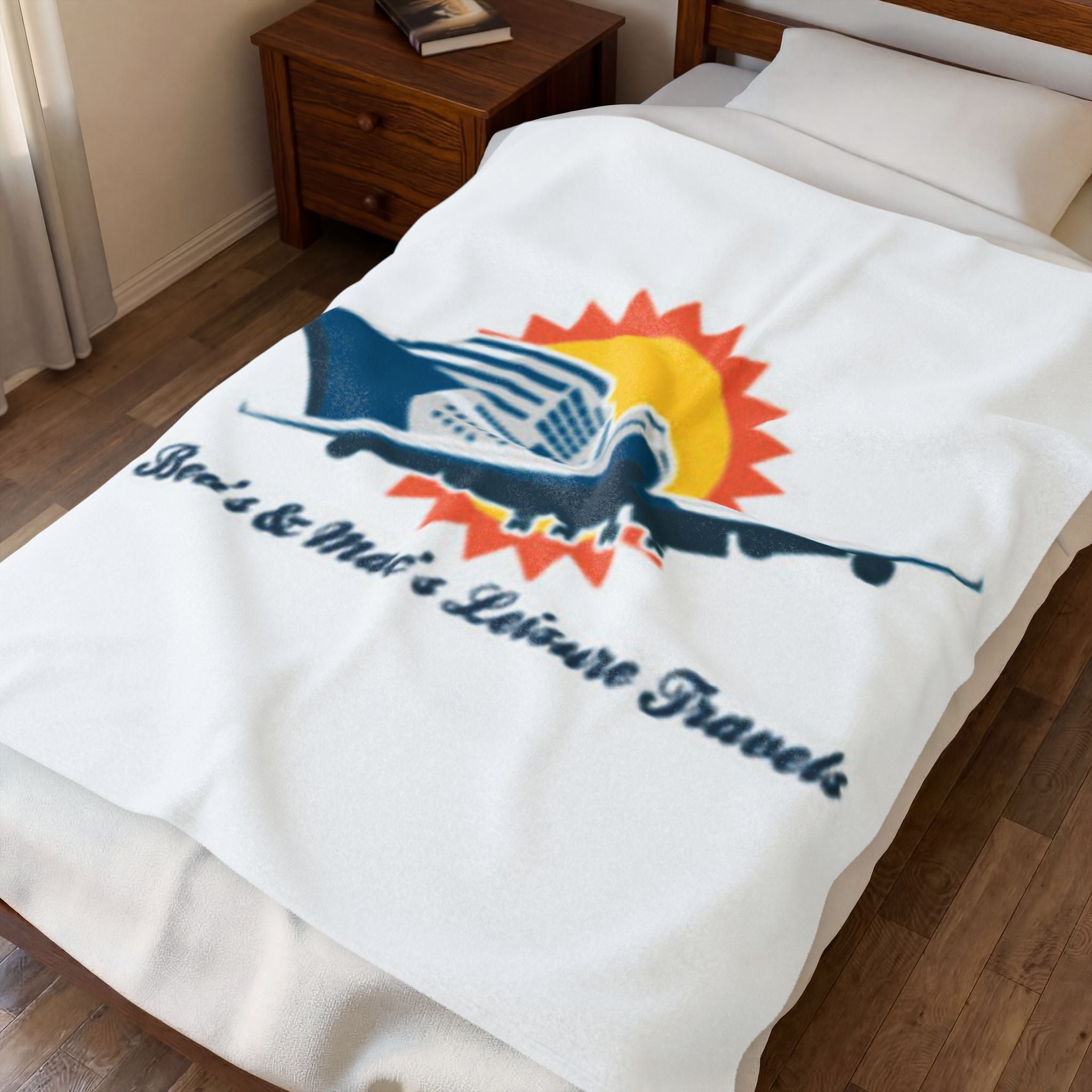 Plush Blanket — "Bei's & Mac's Leisure Travels" Cruise & Plane Travel Logo Throw