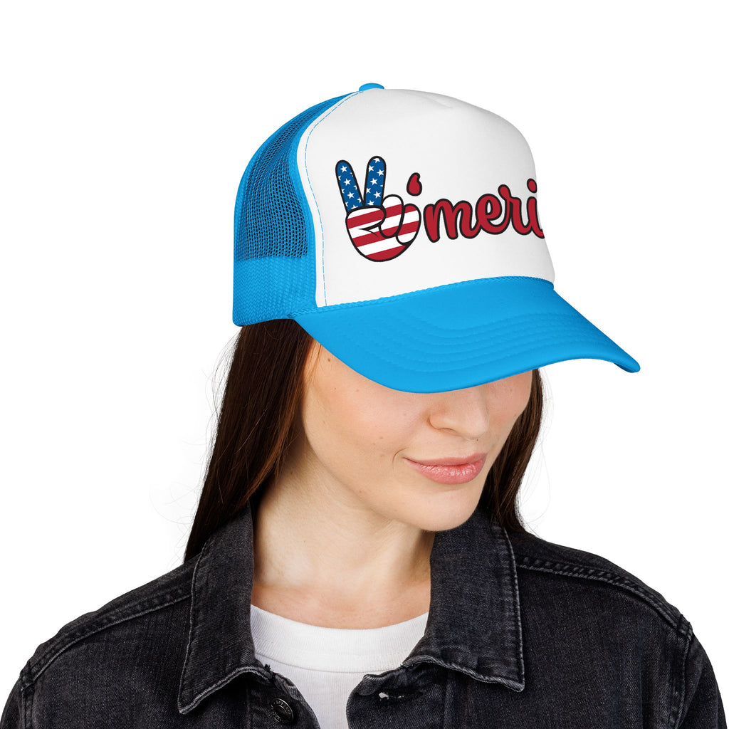 Trucker Hat — 'Merica Peace Sign USA Flag Foam Trucker Hat