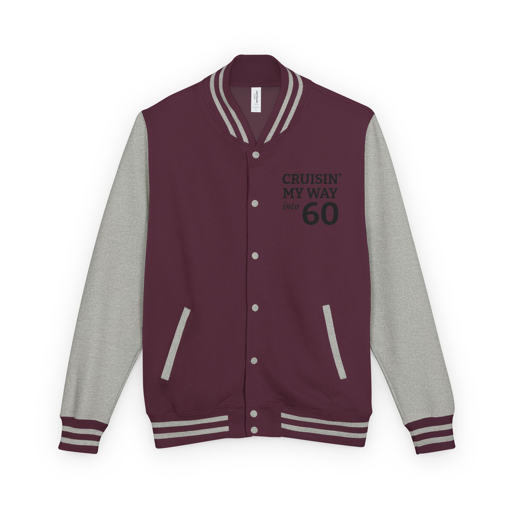 Letterman Jacket – “Cruisin’ My Way to 60” Retro Birthday Varsity Coat