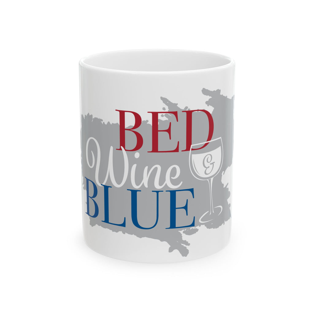 Wine Red White & Blue Mug – Patriotic "Red Wine Blue" Ceramic Coffee Cup