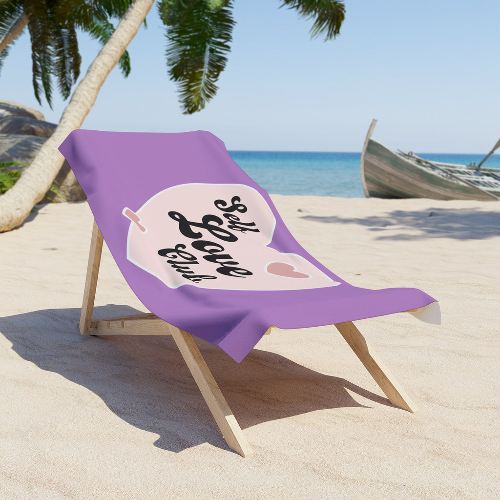 Self Love Club Beach Towel — Pink Heart Self-Care Pool & Beach Towel