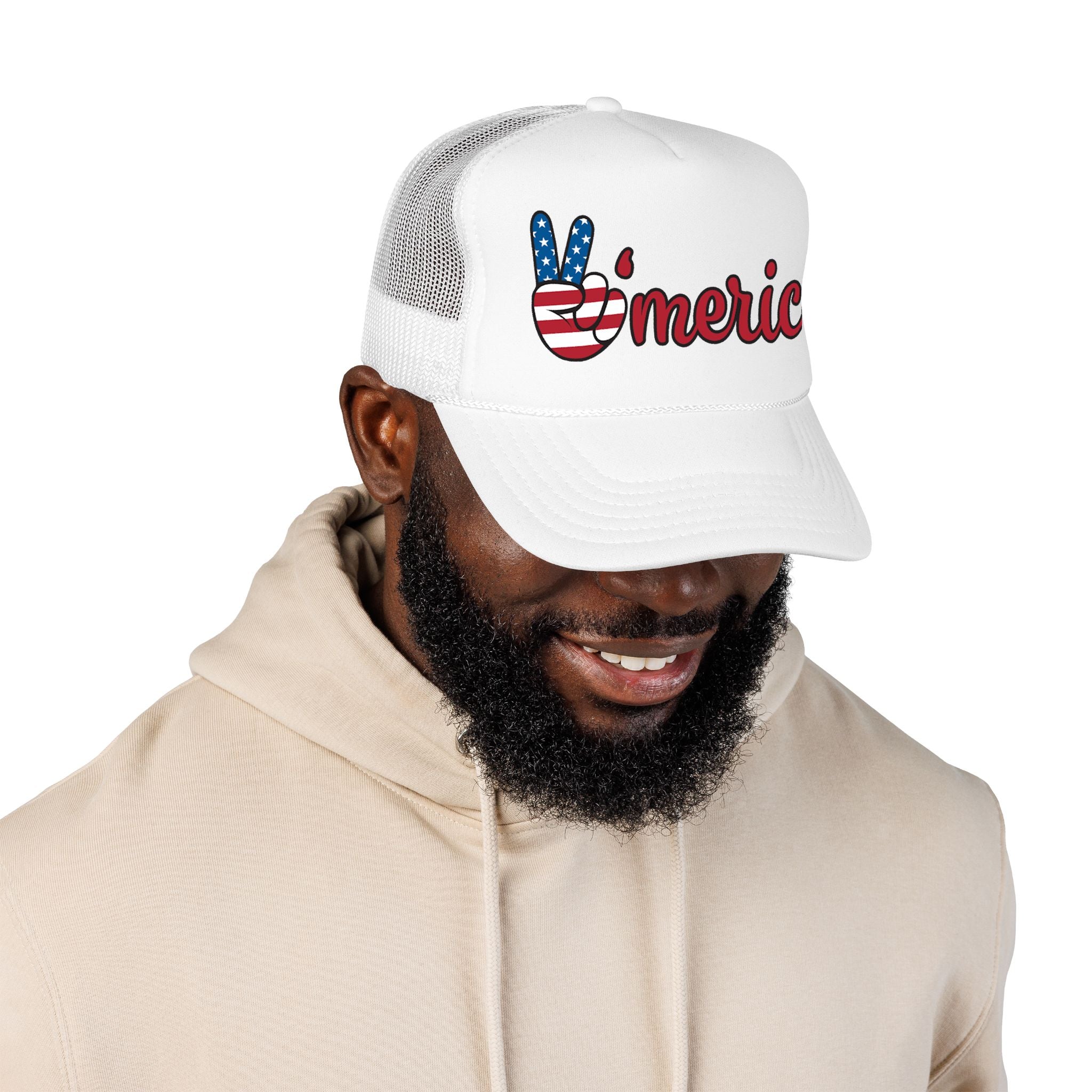 Trucker Hat — 'Merica Peace Sign USA Flag Foam Trucker Hat