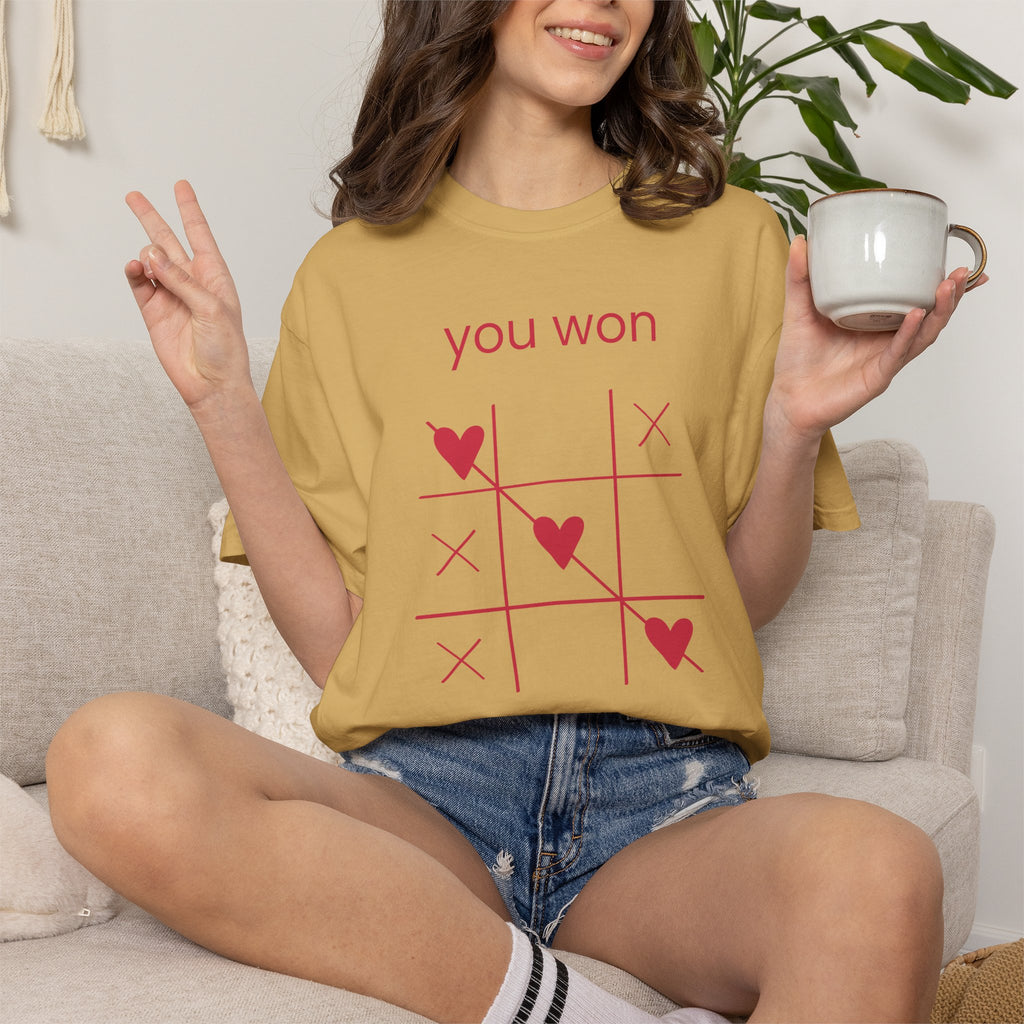 You Won My Heart T-Shirt — Tic-Tac-Toe Heart Valentine Tee