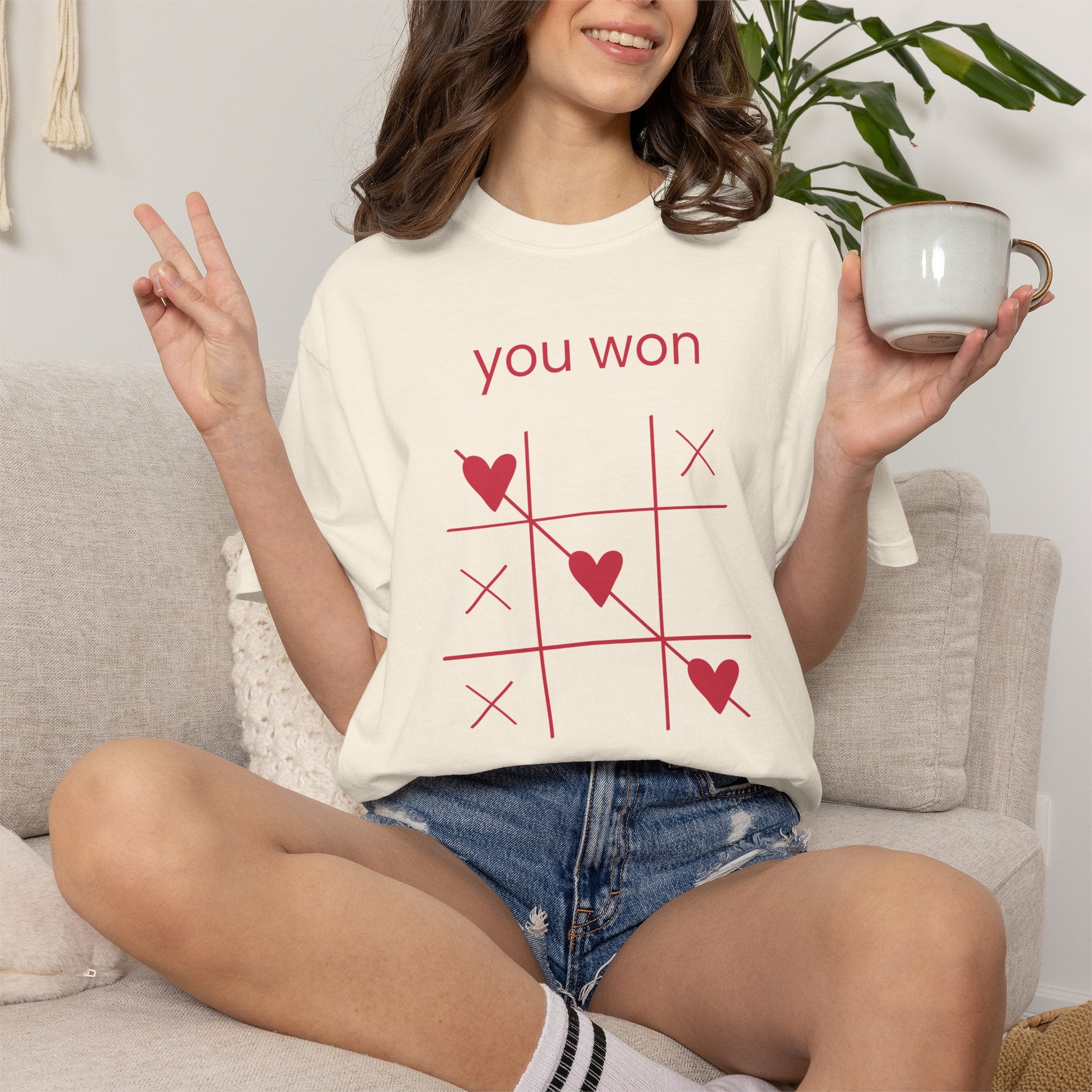 You Won My Heart T-Shirt — Tic-Tac-Toe Heart Valentine Tee