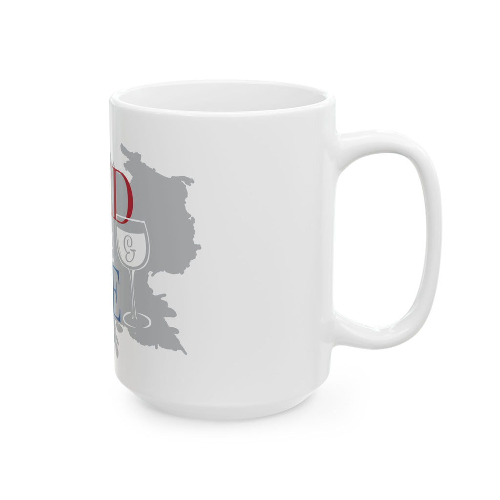 Wine Red White & Blue Mug – Patriotic "Red Wine Blue" Ceramic Coffee Cup