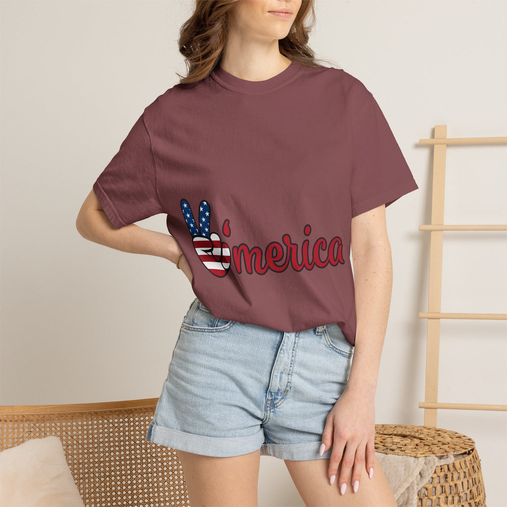 'Merica Peace Sign T-Shirt — Patriotic USA Flag Graphic Tee for 4th of July