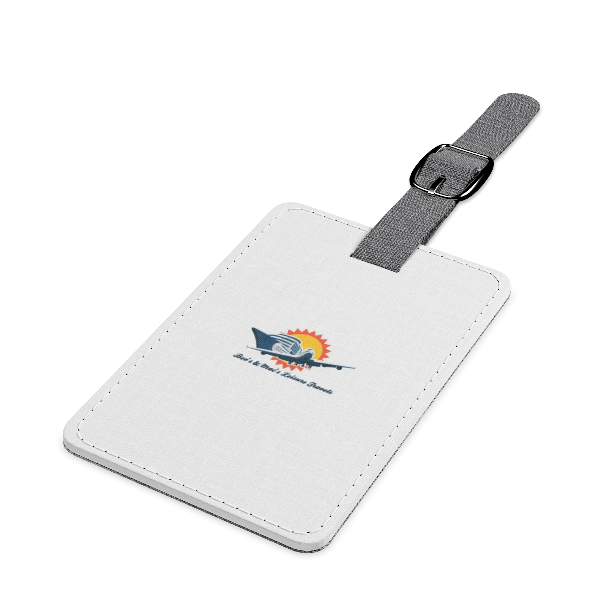 Personalized Rectangle Luggage Tag — Saffiano Polyester Travel ID with Sunset Plane Design