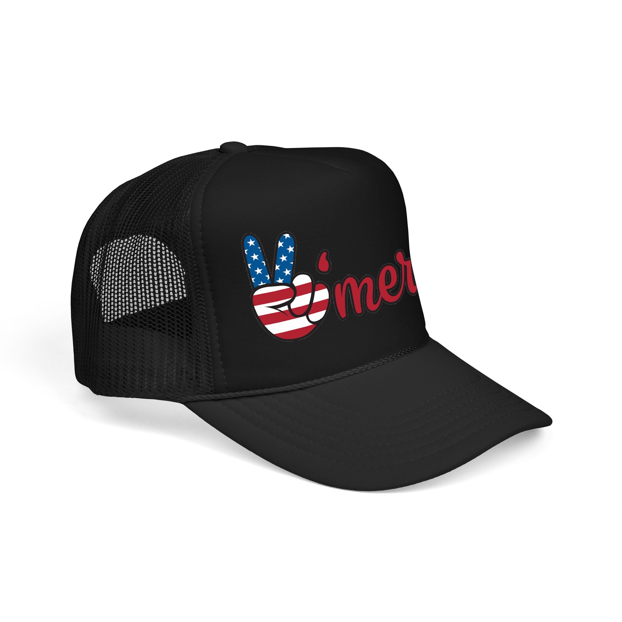 Trucker Hat — 'Merica Peace Sign USA Flag Foam Trucker Hat