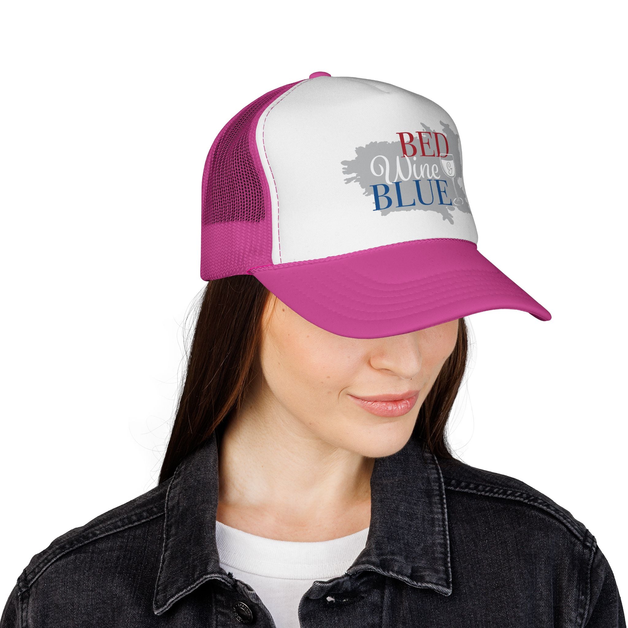 Trucker Cap — "Red Wine Blue" Patriotic Wine Lover Mesh Hat