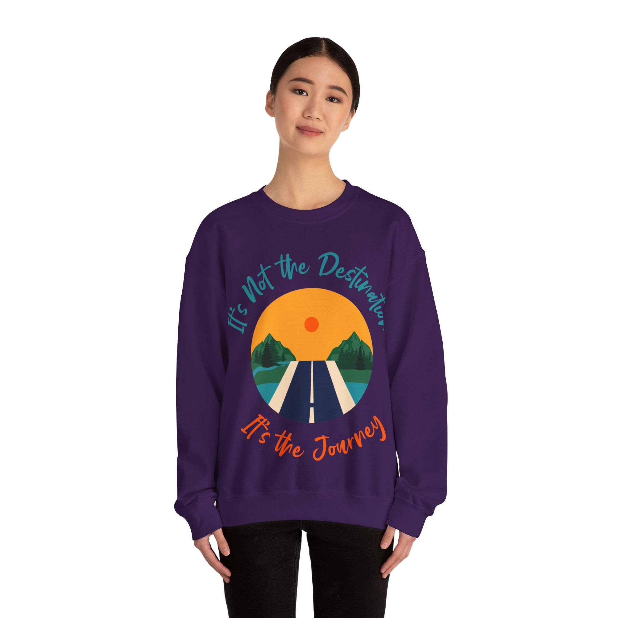 Crewneck Sweatshirt — "It's Not the Destination, It's the Journey" Retro Road Trip Design