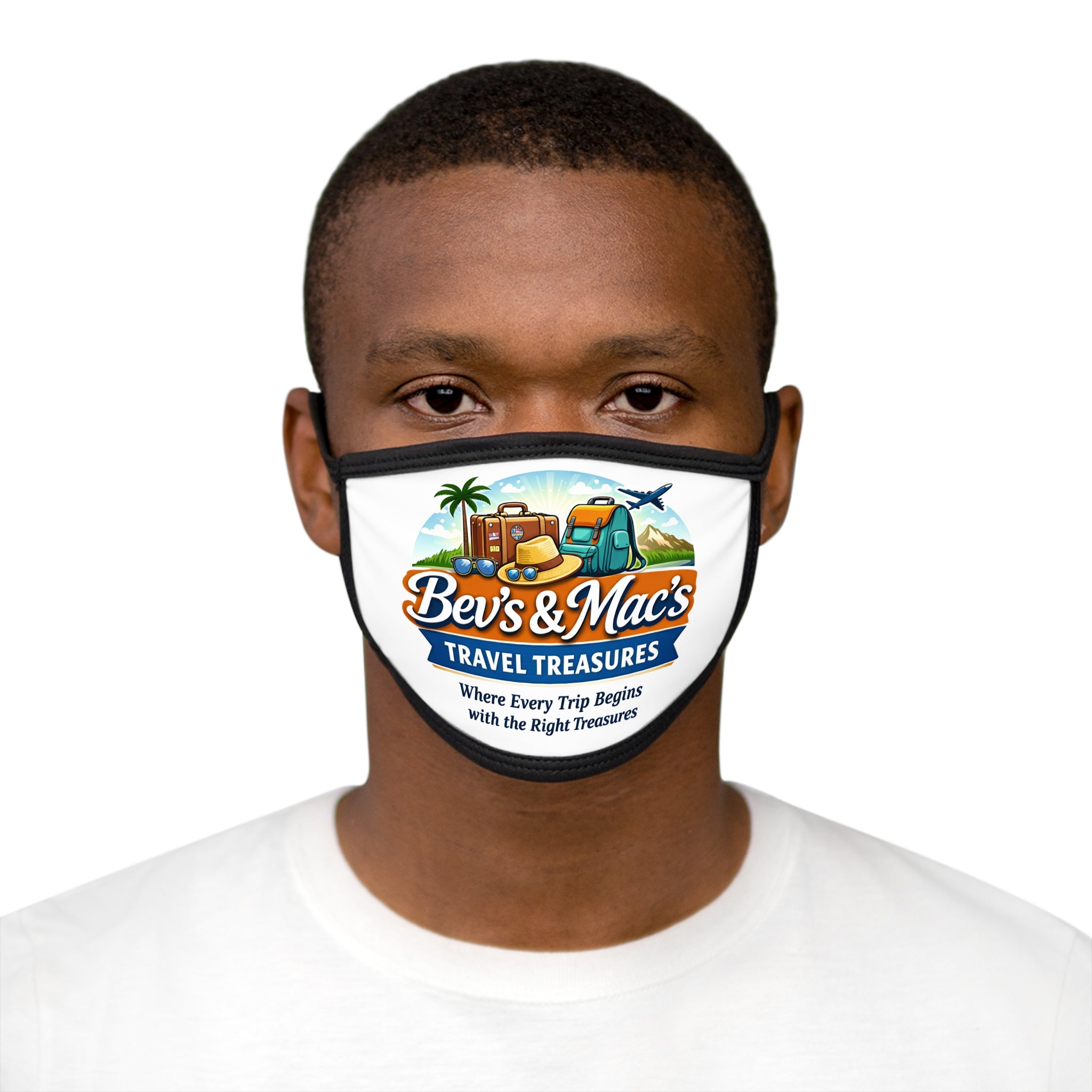 Travel Logo Face Mask — "Bev's & Mac's Travel Treasures" Protective Reusable Mask
