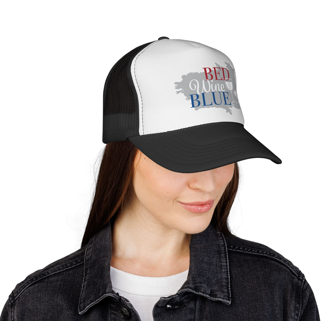 Trucker Cap — "Red Wine Blue" Patriotic Wine Lover Mesh Hat