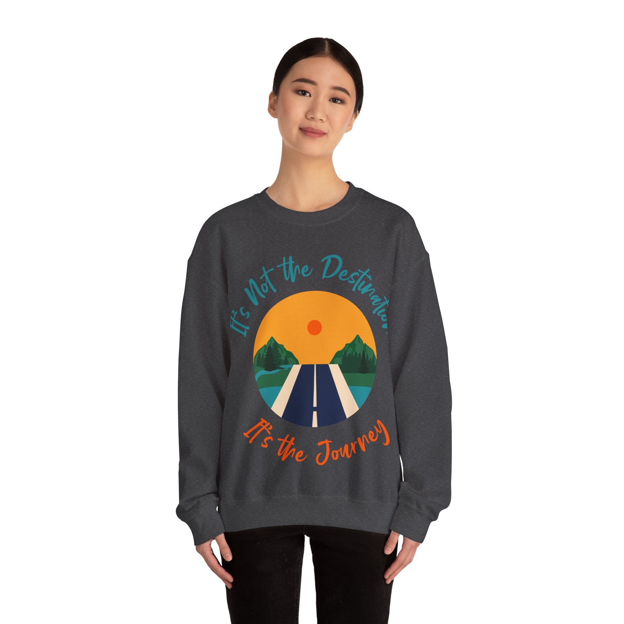 Crewneck Sweatshirt — "It's Not the Destination, It's the Journey" Retro Road Trip Design