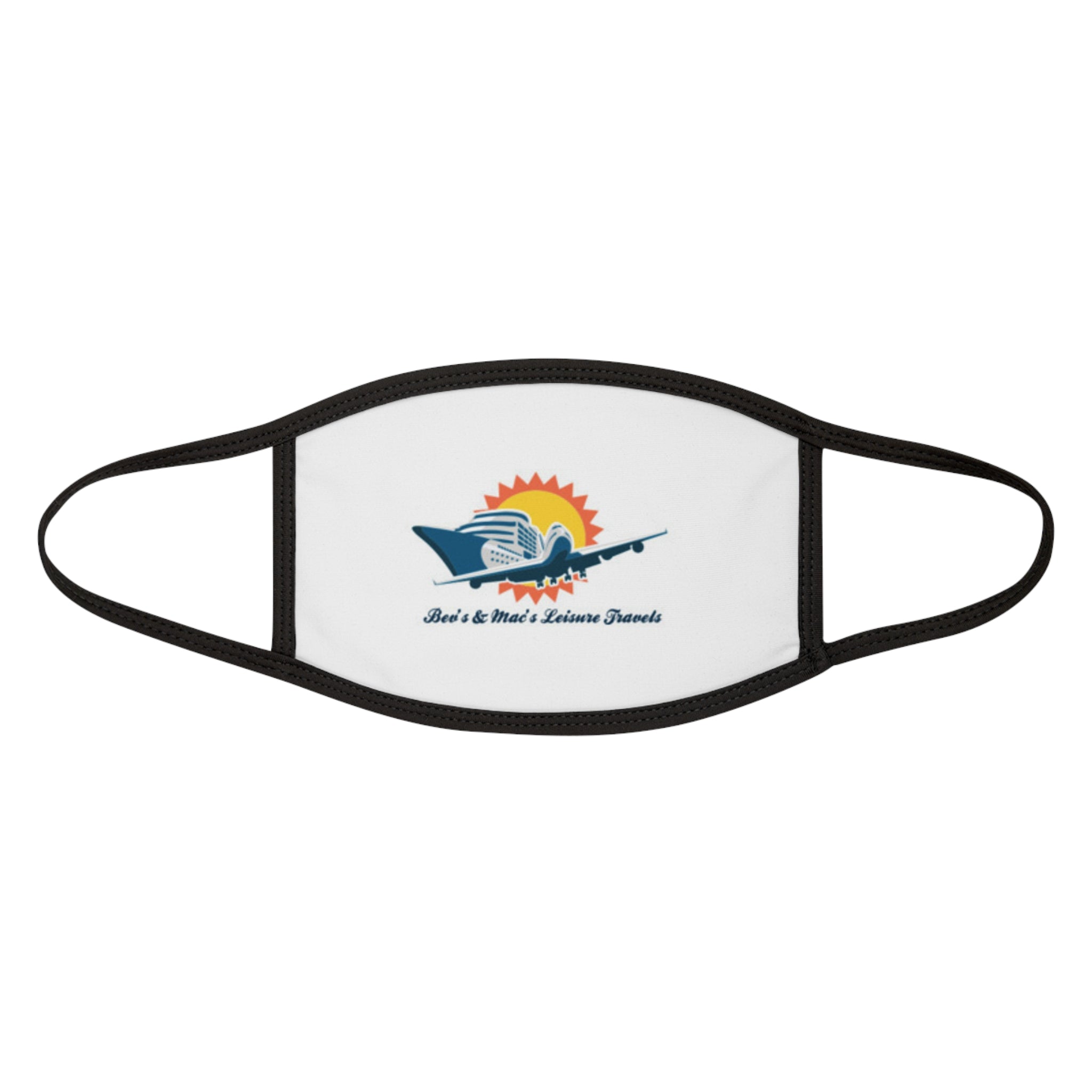 Sunset Cruise Logo Face Mask — Beach Travel Mask with Small Nautical Design