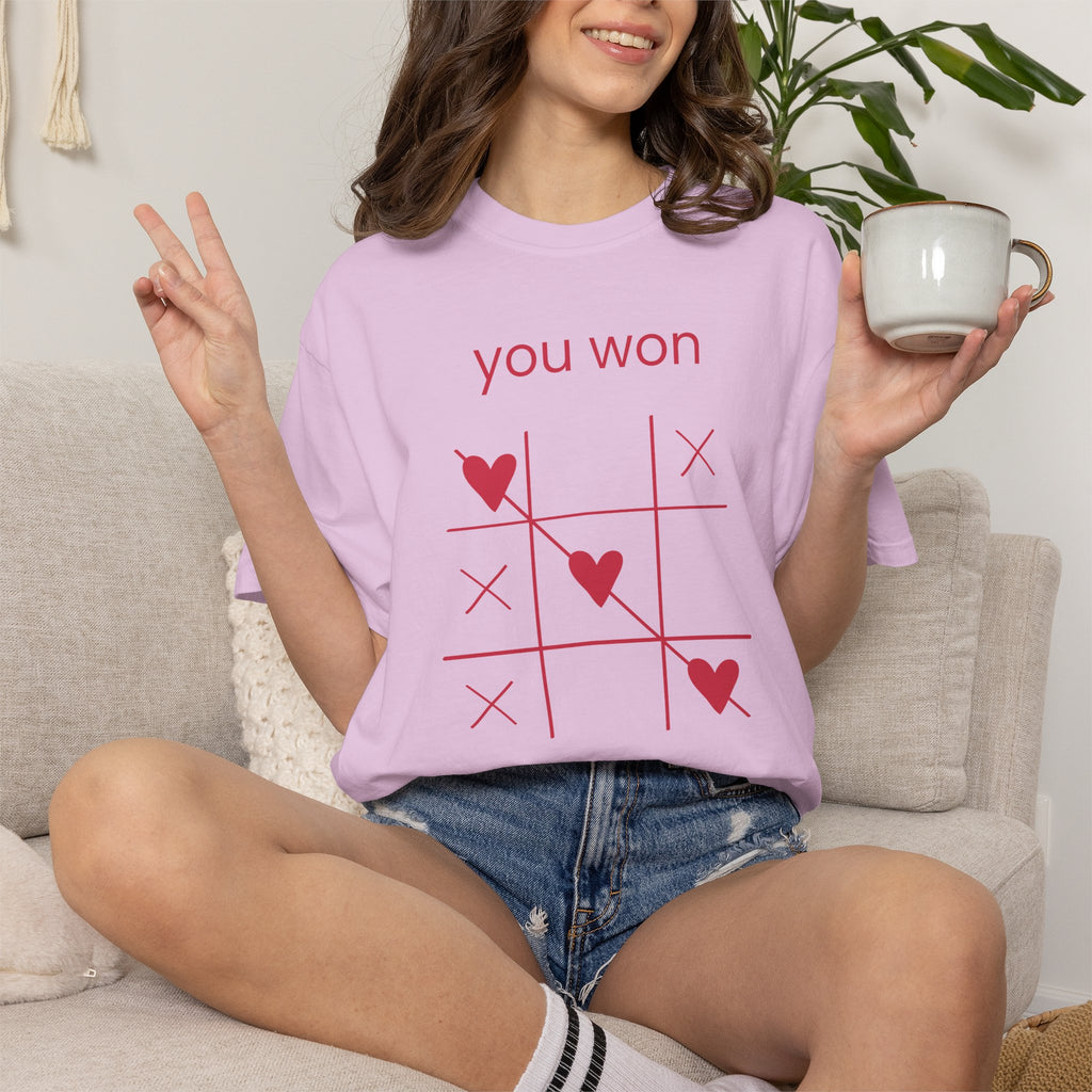 You Won My Heart T-Shirt — Tic-Tac-Toe Heart Valentine Tee