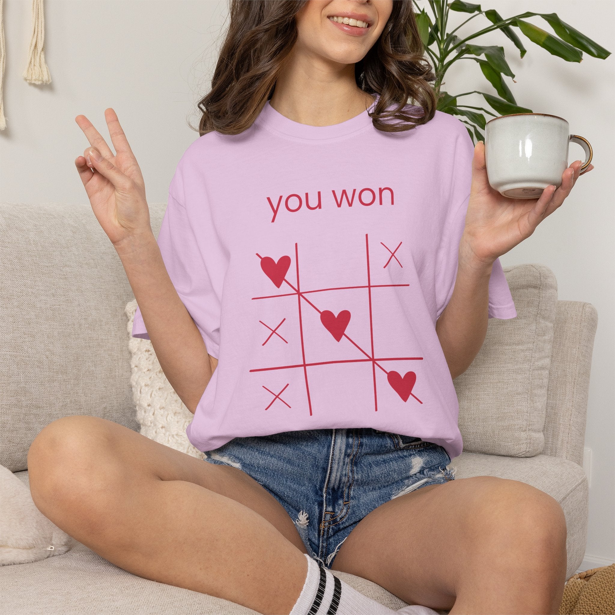 You Won My Heart T-Shirt — Tic-Tac-Toe Heart Valentine Tee
