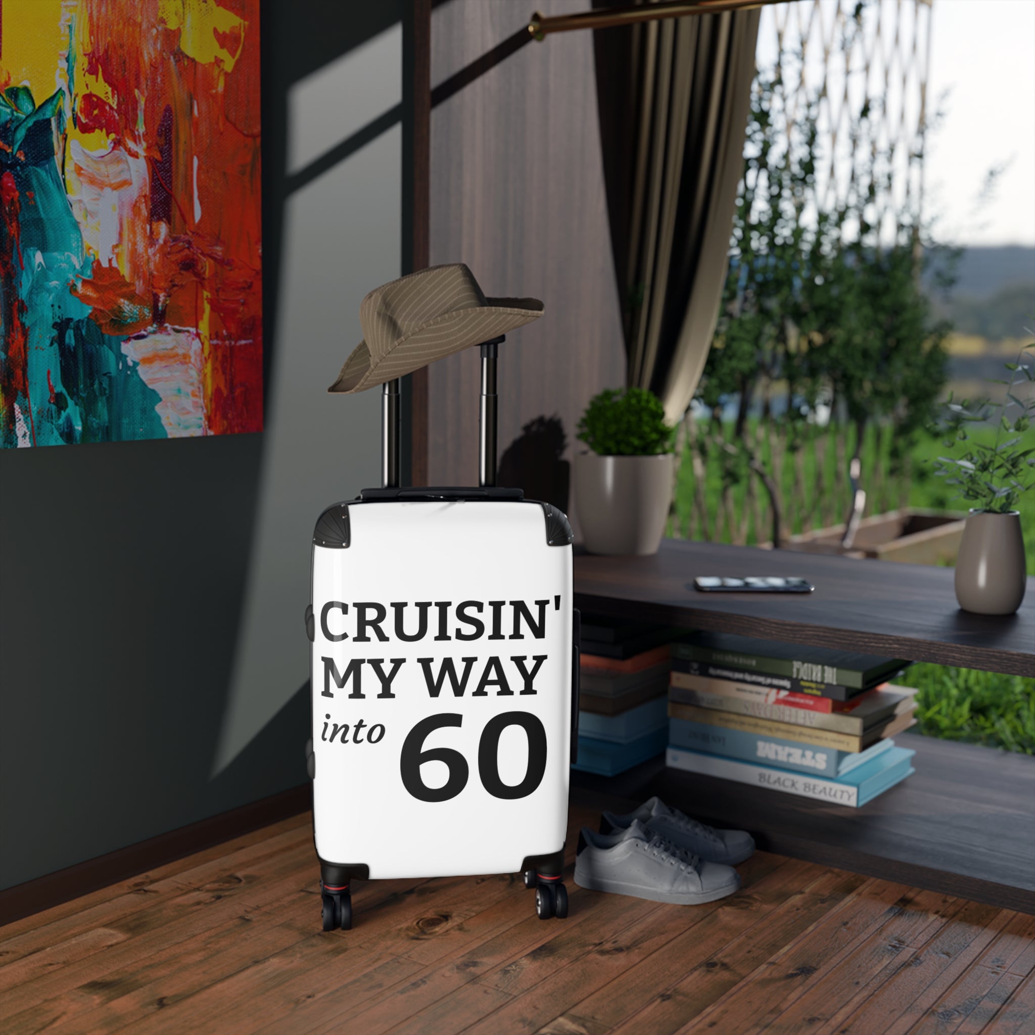 Cruisin' My Way Into 60 Suitcase — Funny 60th Birthday Travel Luggage