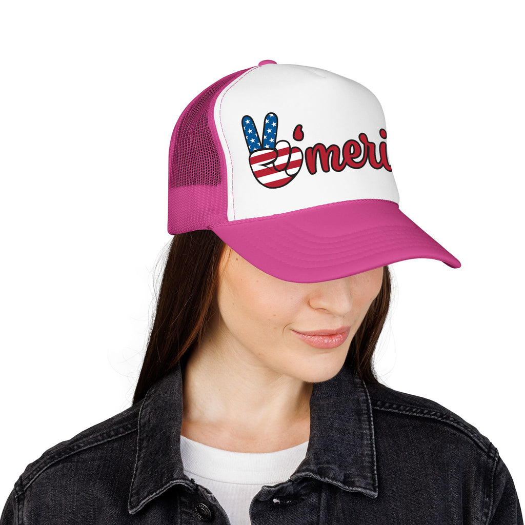 Trucker Hat — 'Merica Peace Sign USA Flag Foam Trucker Hat