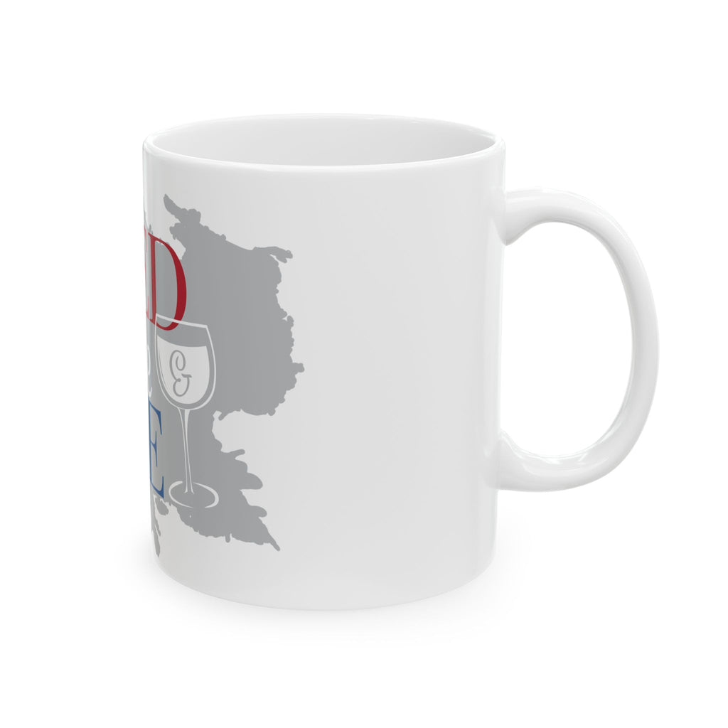 Wine Red White & Blue Mug – Patriotic "Red Wine Blue" Ceramic Coffee Cup