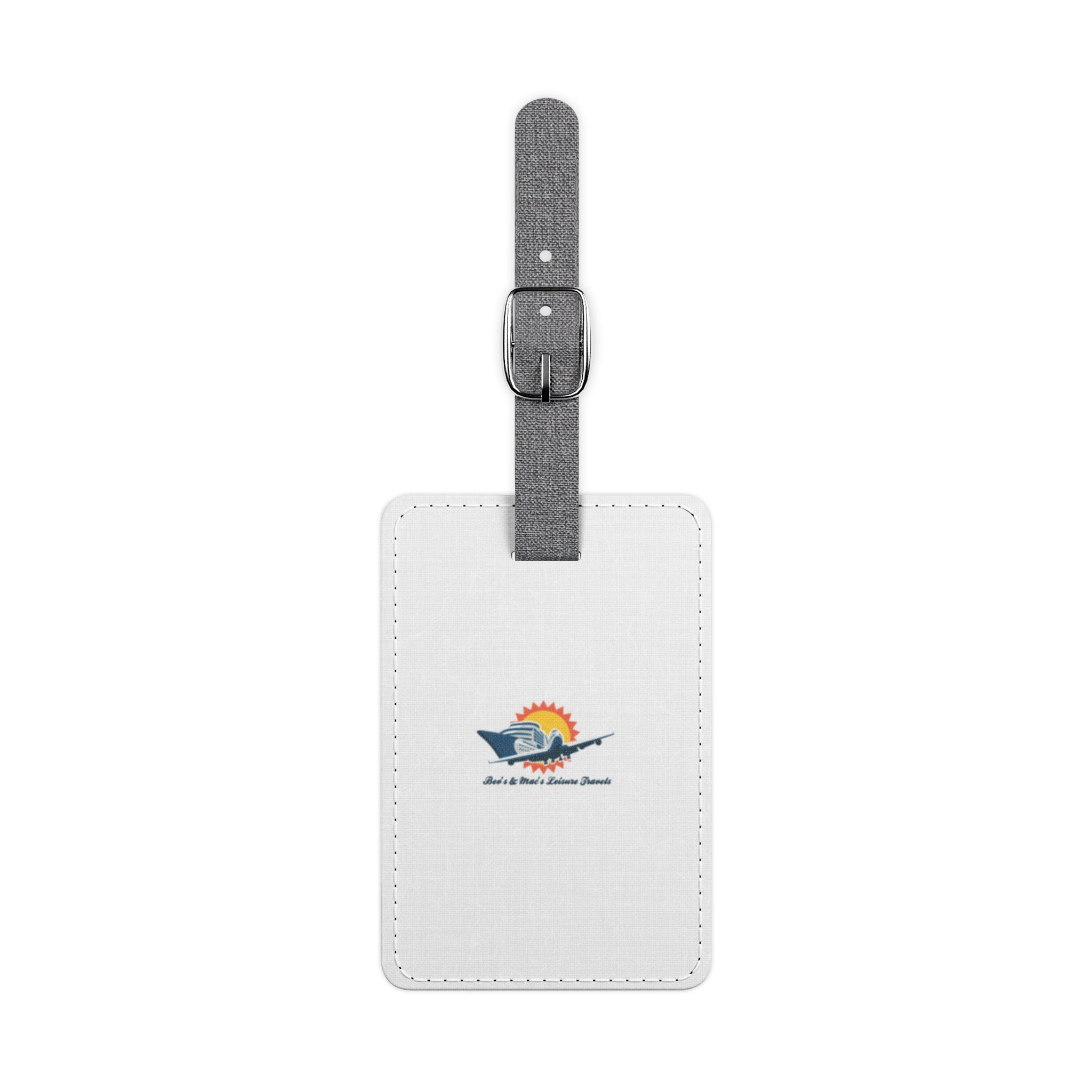 Personalized Rectangle Luggage Tag — Saffiano Polyester Travel ID with Sunset Plane Design