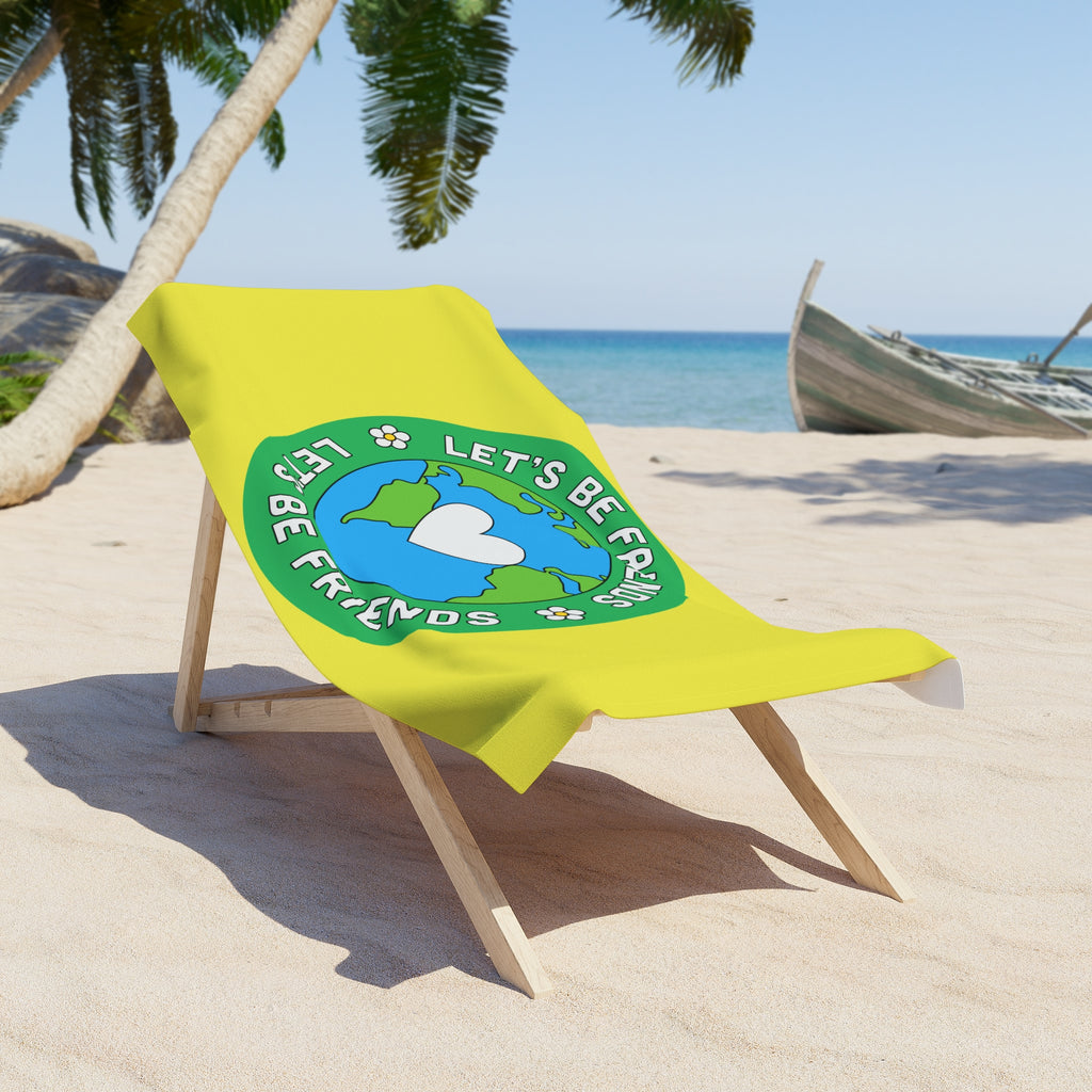 Let's Be Friends Earth Heart Beach Towel
