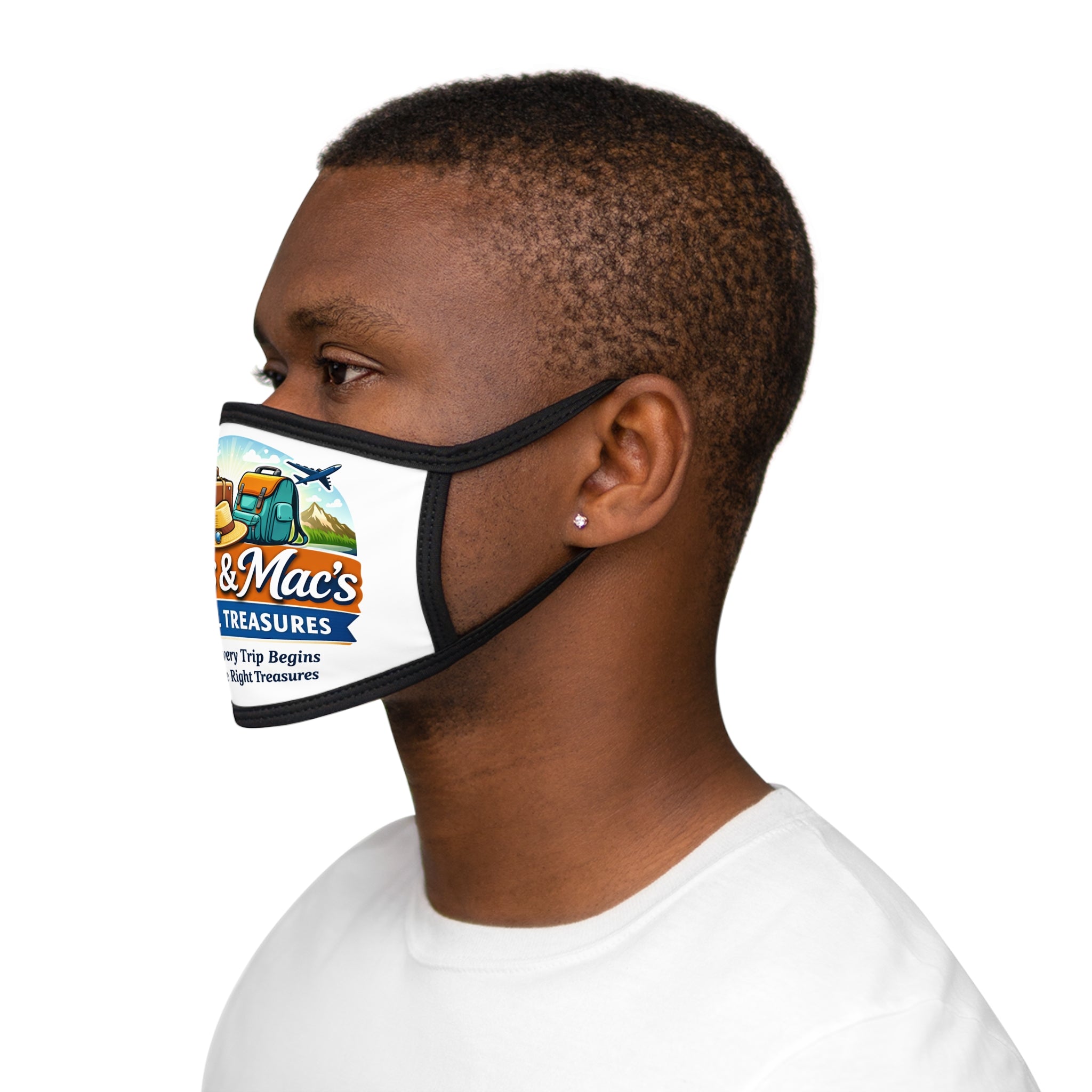 Travel Logo Face Mask — "Bev's & Mac's Travel Treasures" Protective Reusable Mask