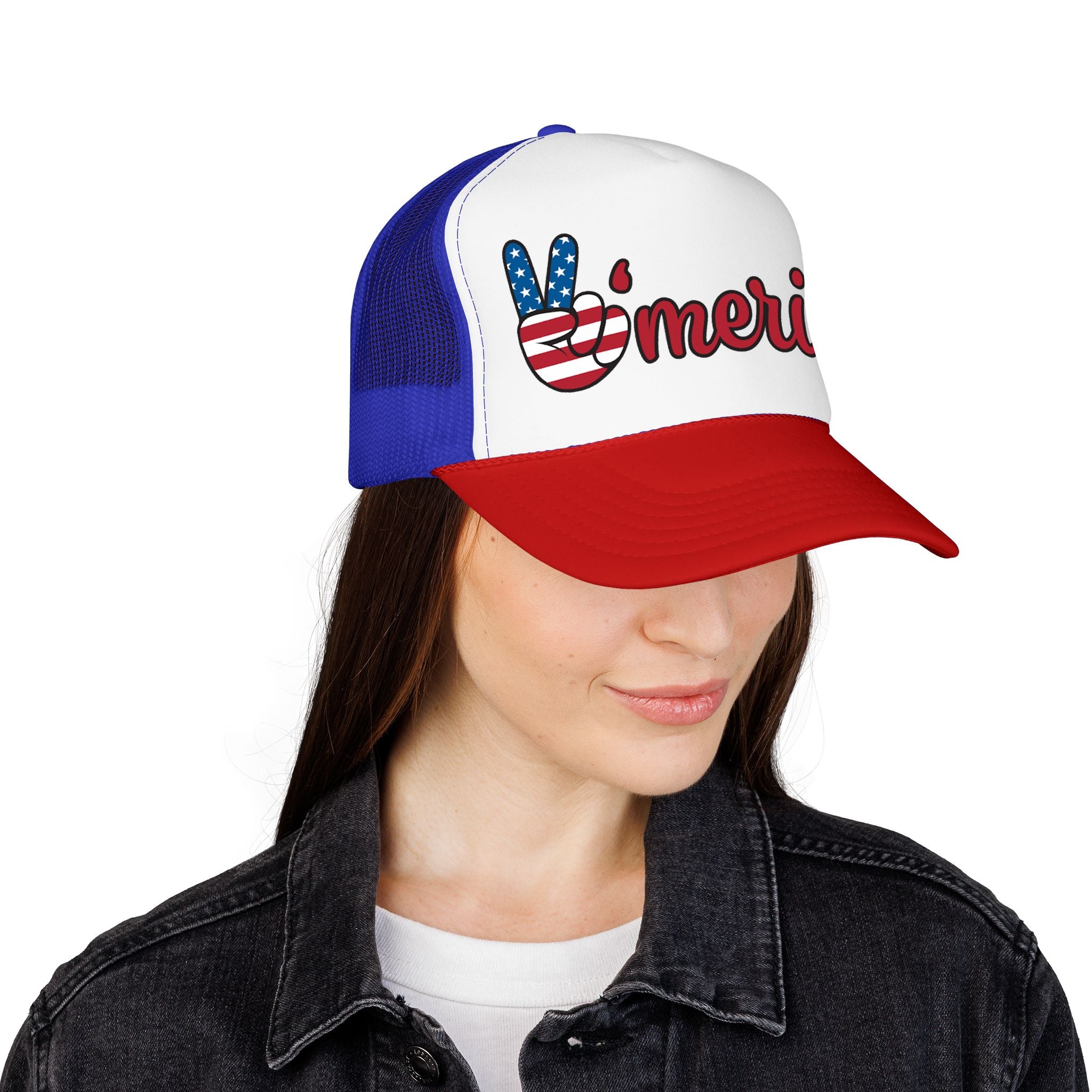 Trucker Hat — 'Merica Peace Sign USA Flag Foam Trucker Hat