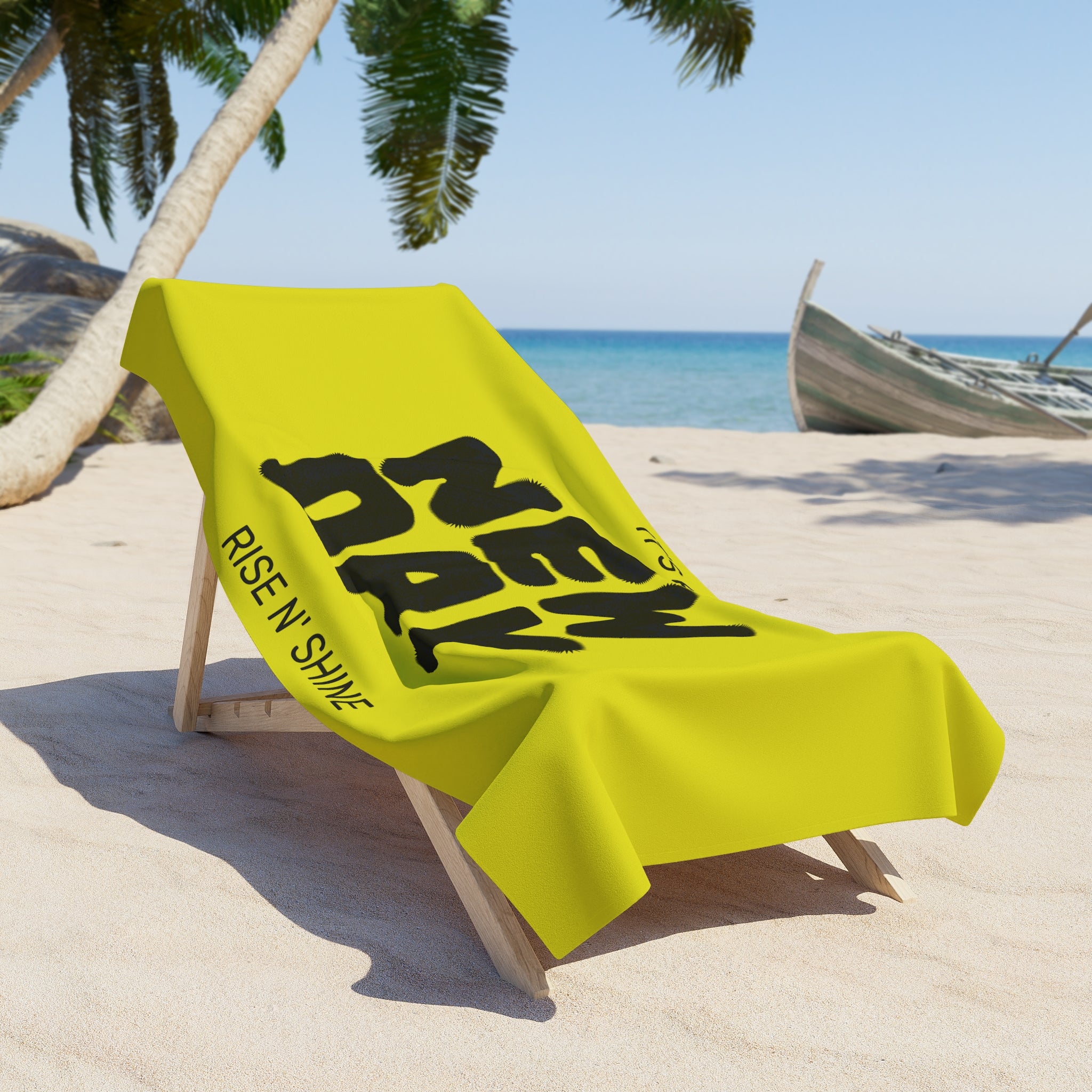 New Day Beach Towel – Bright Yellow "It's a New Day / Rise N' Shine" Summer Towel