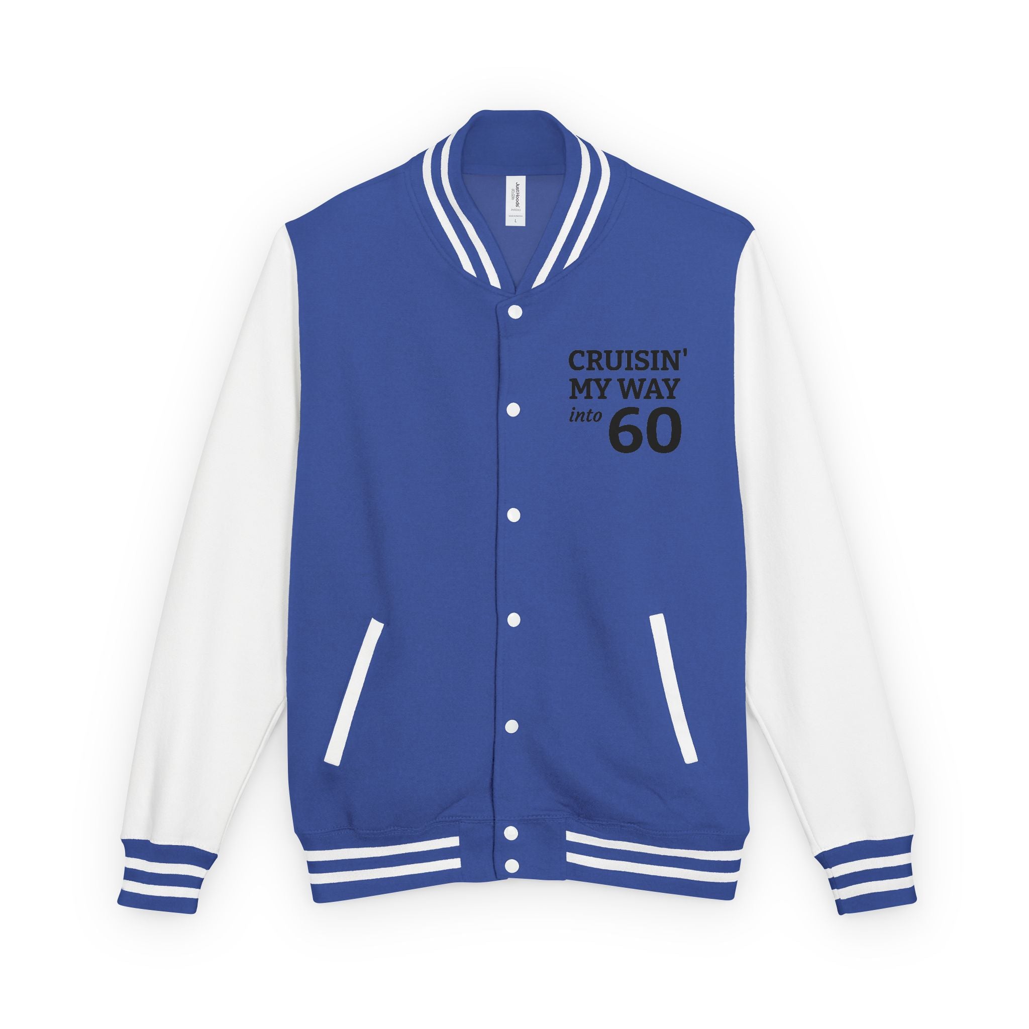 Letterman Jacket – “Cruisin’ My Way to 60” Retro Birthday Varsity Coat