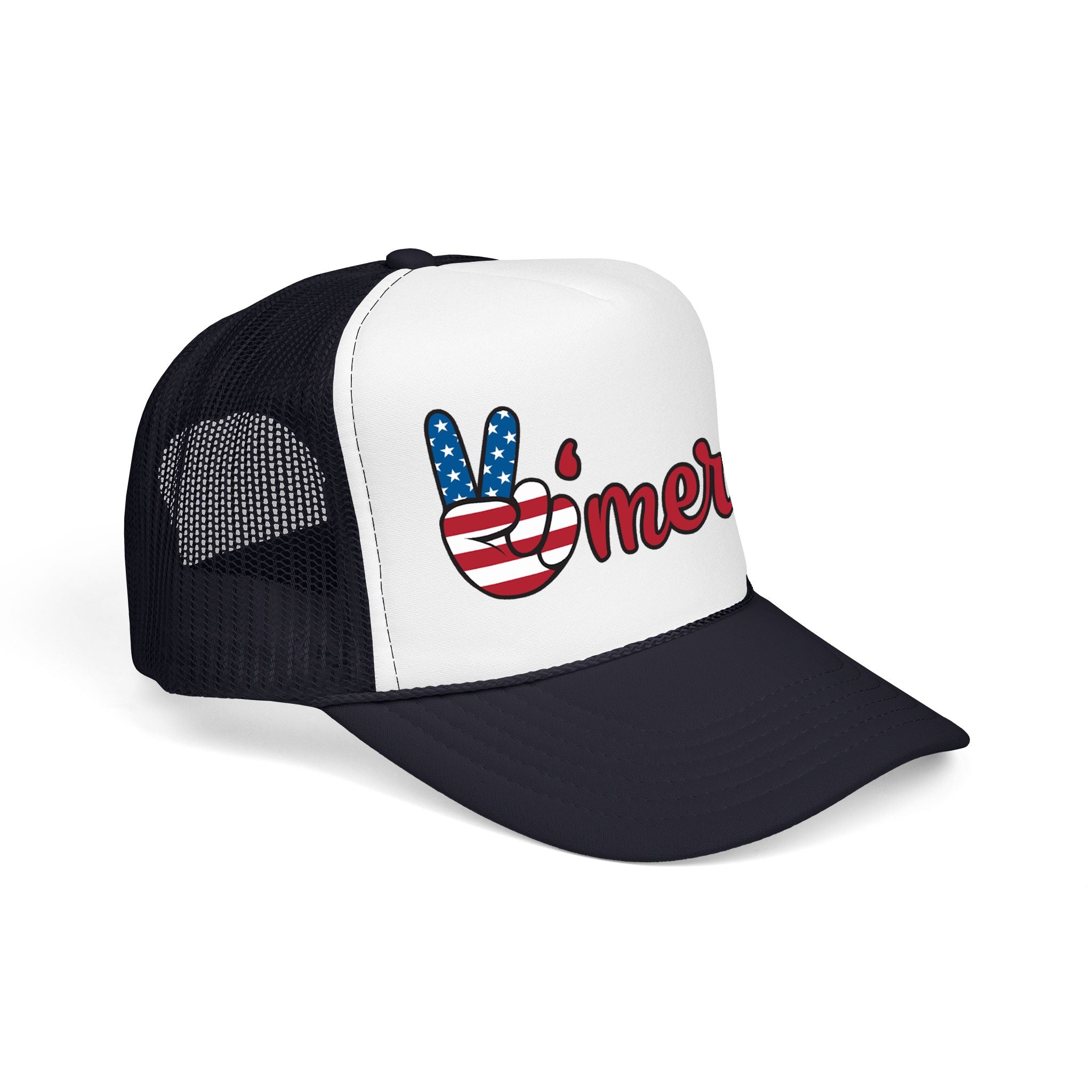 Trucker Hat — 'Merica Peace Sign USA Flag Foam Trucker Hat