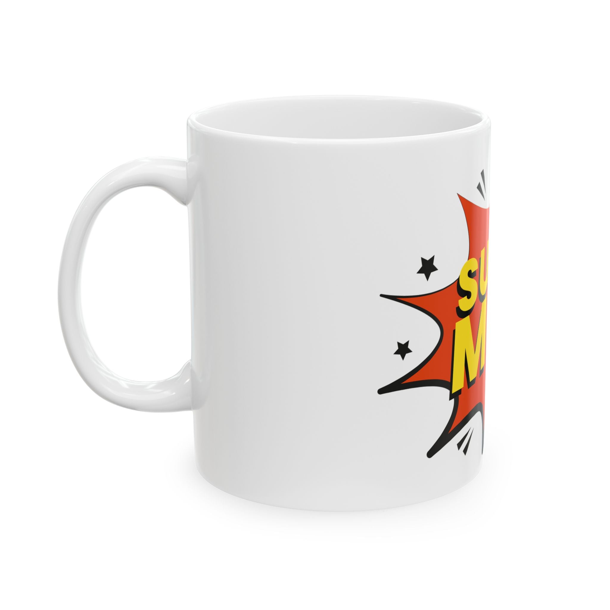 Super Mom Ceramic Mug — Comic-Style ‘SUPER MOM’ Coffee Cup (11oz & 15oz)